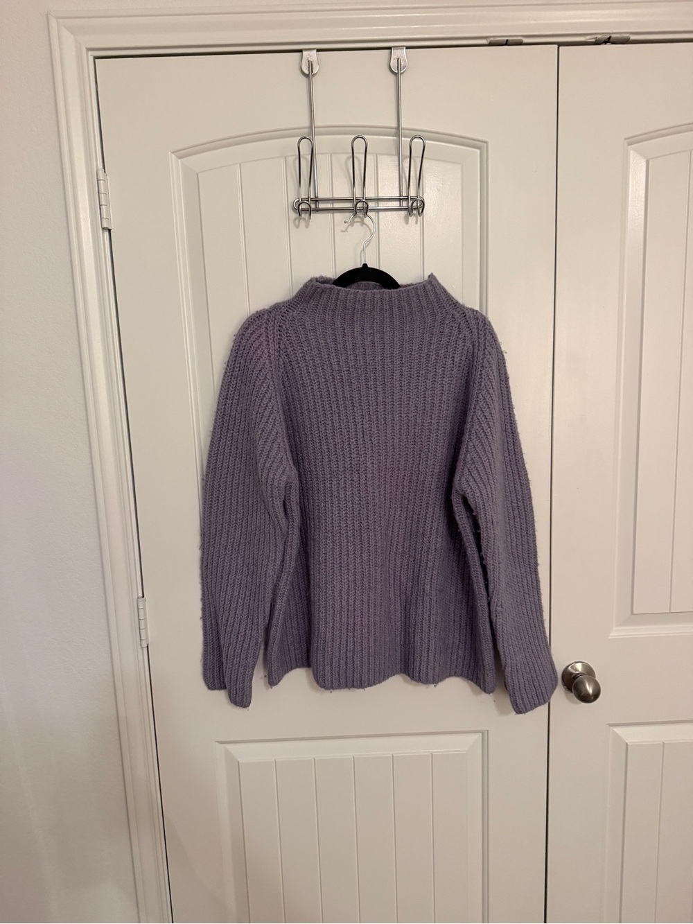 Cozy Lavender Rib-Knit Women’s Mock Neck Sweater